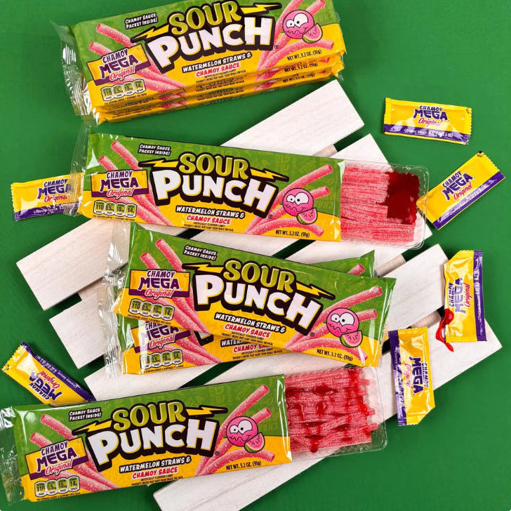 Sour Punch Watermelon Straws with Chamoy Sauce 3.2oz