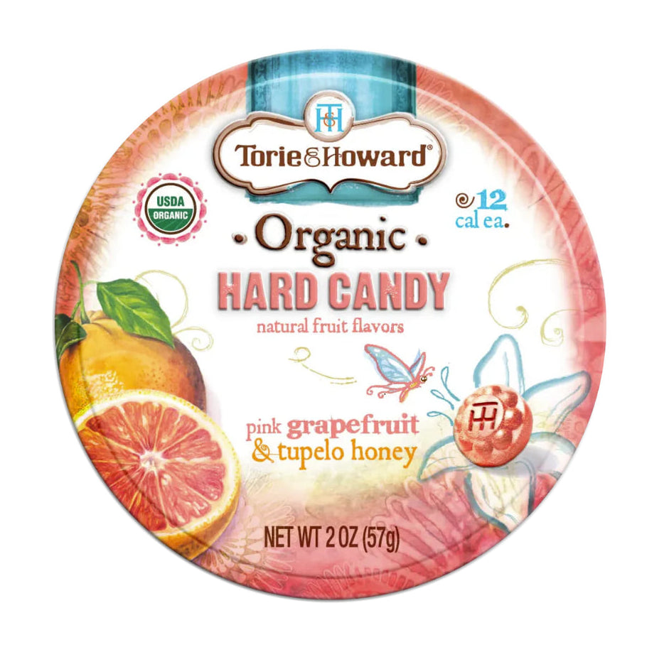 Torie & Howard Organic Hard Candy, Pink Grapefruit & Tupelo Honey 2oz