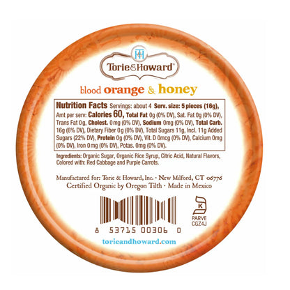 Torie & Howard Organic Hard Candy, Blood Orange & Honey 2oz