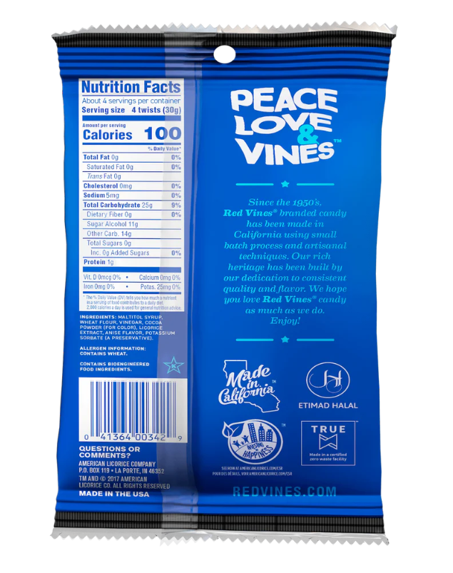 Red Vines Black Sugar Free Licorice Twists, 5oz